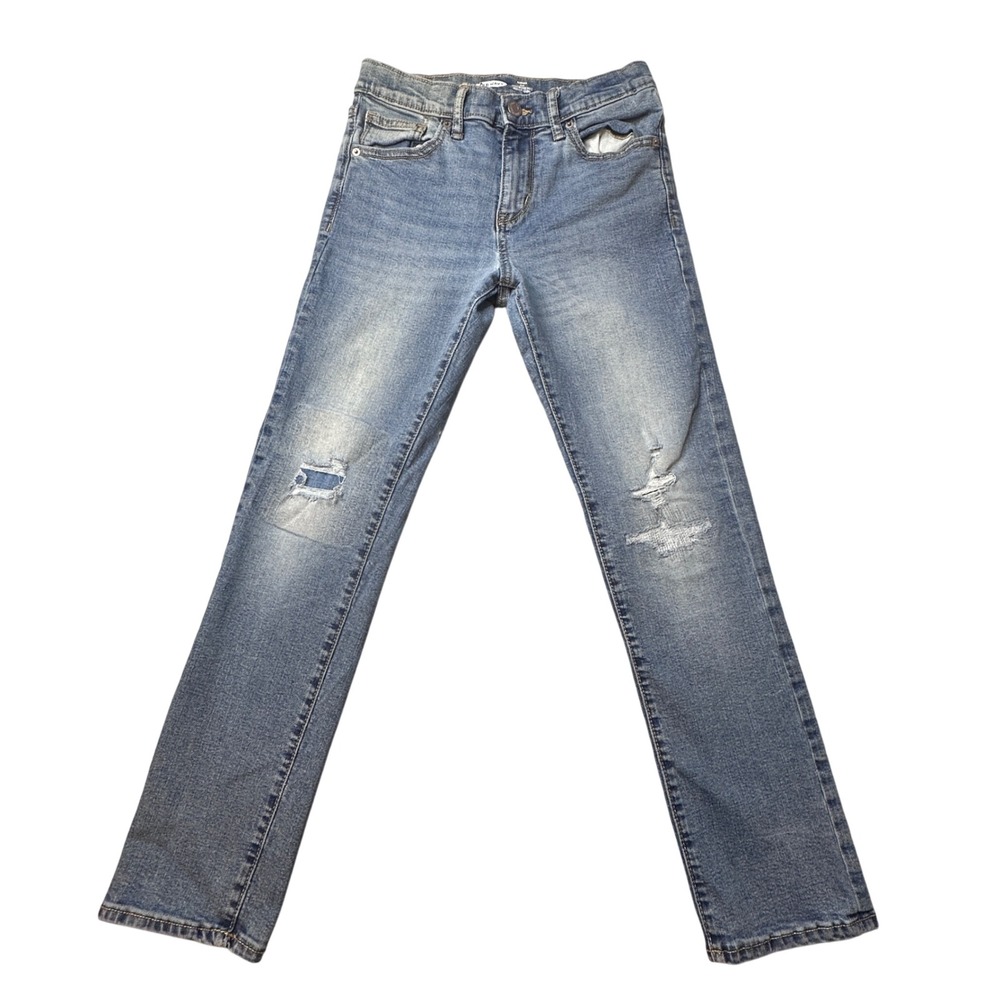 Old Navy Jeans Boys 12 Blue Karate Slim Built-In Flex Max Distressed Denim Kids